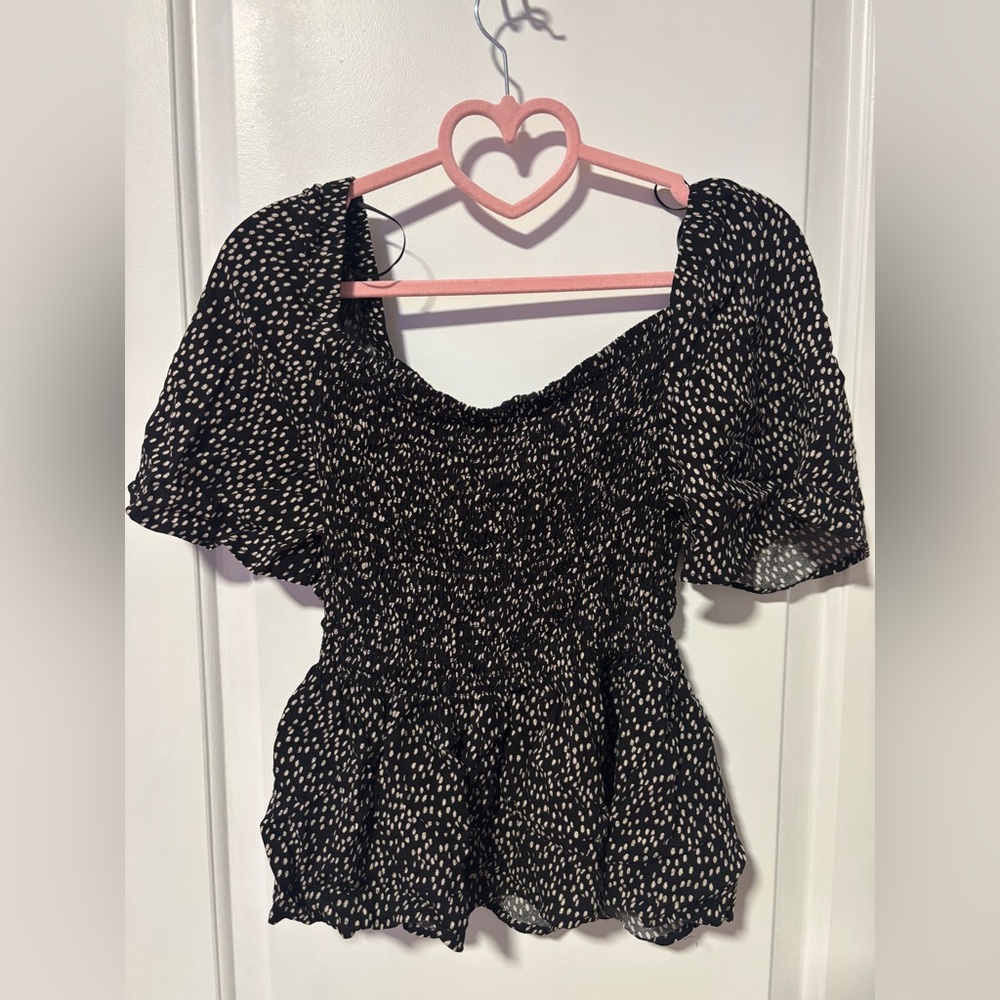 URBAN Romantics Black and White Speckled Blouse